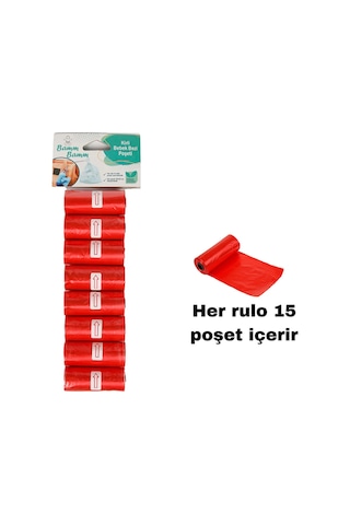 Bamm Bamm Kirli Bebek Bezi Poşeti Çanta Boy Kırmızı 8 x 15'li 22 x 32 CM