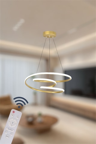 Ey Shop Space Model 3 Renk Kumandalı Beyaz&sarı&günışığı Led Avize Eskitme Gold