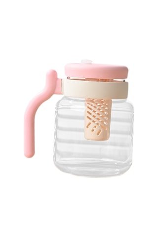 Suntek Demlikli Cam Çay Bardağı 950ml Ev Egzersiz Pembe