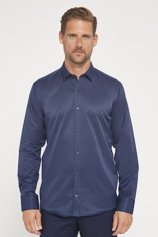 Tudors Modern Slim Fit Pamuklu Kolay Ütü Armürlü Erkek Gömlek-31493 Lacivert