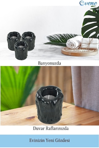 Mumluk Şamdan Tealight Mum Uyumlu Orta Erimiş Mum Model - Siyah