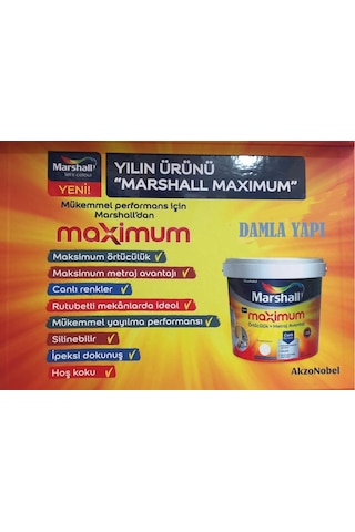 Marshall Maximum Su Bazlı Silinebilir Ipeksi Mat 2,5 Lt = 3,5 Kg
