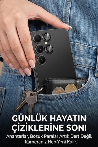 Samsung S24 Plus Uyumlu Safir Lens Çizilmez Dayanıklı Kamera Koruyucu Siyah