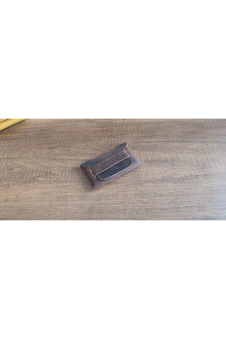 Sumerian Leather Craft Minimalist Deri Kartlık Kahverengi Rfid Kart Koruma Hediye Kahverengi