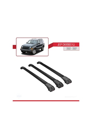 Jeep Cherokee Kj 2002-2007 Arası İle Uyumlu Ace-1 Ara Atkı Tavan Barı Siyah 3 Adet Bar