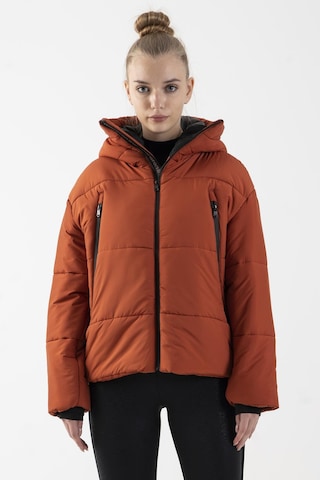 Maraton Oversize Kadın Kapüşonlu Kiremit Mont Kiremit
