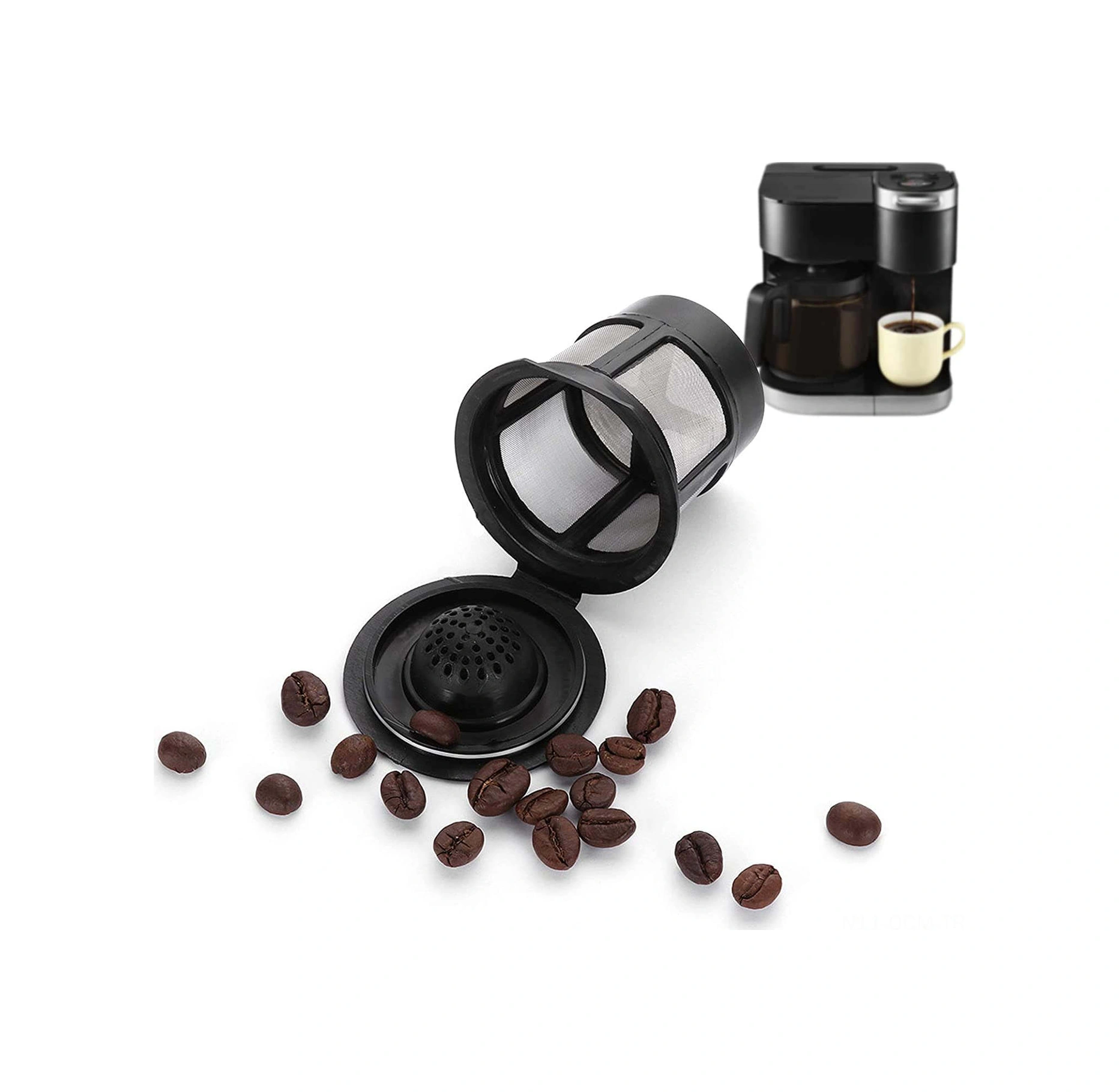 Qingmipy Keurig K Makinaları İçin Yeniden Kullanılabilir Kahve Filtresi, 51-100ml Kapasite, Paslanmaz Çelik Ağızlı Kapsüller, 6 Adet + Kaşık Seti Siyah