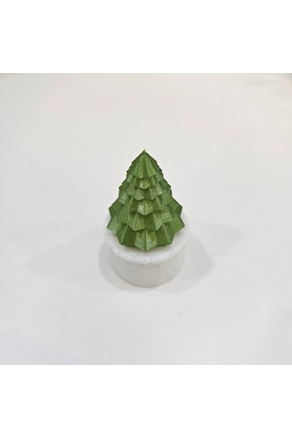 Yılbaşı Çam Ağacı Desenli Işıklı Biblo Haki