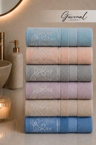 Linea Premium Jakarlı 6 Adet 50x90 Cm %100 Pamuk Ultra Yumuşak El & Yüz Havlu Seti Yumuşak Dokulu El & Yüz Havlusu - Renkli Çok Renkli