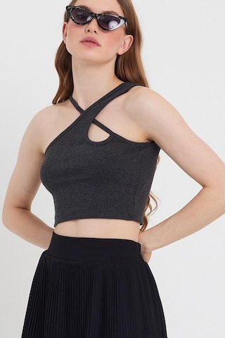 Quhox Kadın Askılı Crop Kaşkorse Antrasit