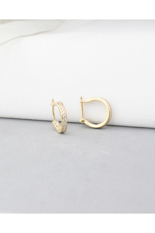 Brezza Lusso Jewelry 18k Serie Oro Şans Halka Minimal Gümüş Küpe 13 Mm