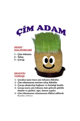 Çim Adam Yapım Seti. Çimlendirme 5 Adet. Eğitici Çim Adam