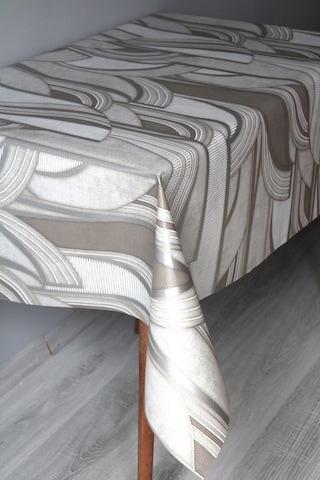 Elyaf Silinebilir Pvc Muşamba Masa Örtüsü 1251-1 Metalikçizgi Gümüş