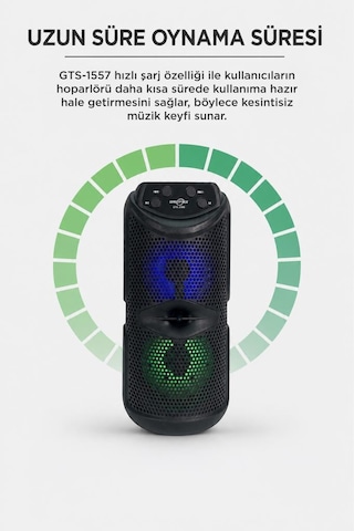 Torima GTS-1557 Bluetooth 5.0 RGB Işıklı Kablosuz Speaker