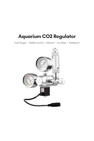 Akvaryum Co2 Regülatörü Su Geçirmez Karbon Dioksit Regülatörü Büyük Göstergeli Kabarcık Sayacı Solenoid W21.8 Arayüz Silindiri İçin