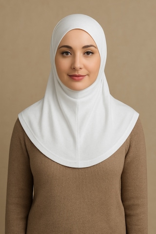 Sonbaharmoda Rahat Ve Şık İki Parça Viskon Likralı Tesettür Hijab Bone İçlik Günlük Kullanım Ve Namaz İçin Beyaz