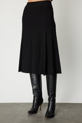 On Kadın Piliseli Midi Triko Etek 69201 Siyah Siyah
