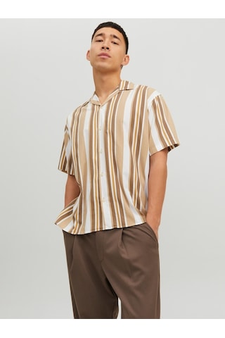 Jack & Jones Jack&jones Blatropic Resort Relax Erkek Çizgili Gömlek 12202240-COF Çok Renkli