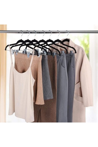 Reedark 5/10 Adet Kadife Askı - Kaymaz Kıyafet Askısı, Seyahat Ve Ev Kullanımı İçin Pembe