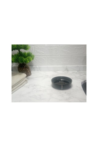 Buççin Online Mağaza Sabunluk Siyah Kristal Taşlı Akrilik 11x11x3cm Banyo Seti Akrilik Beyaz Çok Renkli