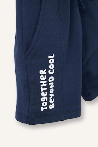 Defacto Regular Fıt Slogan Baskılı Sweatshirt Kumaşı Şort Erkek Bebek G9917a526smnv31 Lacivert-nv31