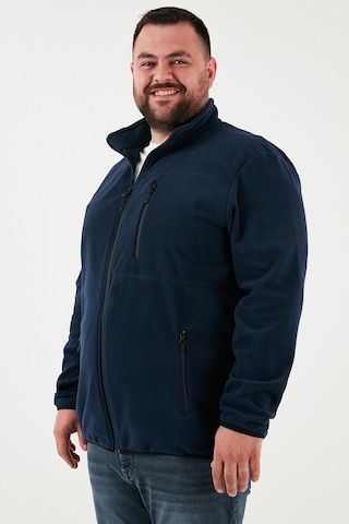 Buratti Regular Fit Dik Yaka Fermuarlı Büyük Beden 2'Li Paket Polar Erkek Hırka 5906028Bs2 Gri-Lacivert