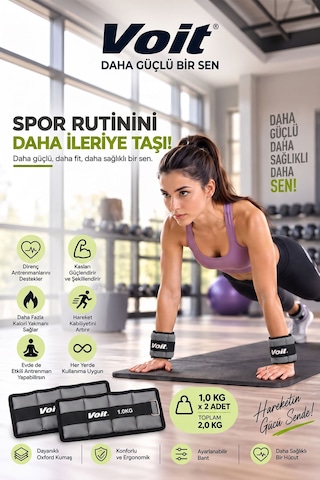 1 KG x 2 Adet Ayarlanabilir El ve Ayak Bilek Ağırlığı, Cırt Cırtlı Fitness ve Egzersiz Ağırlık Seti