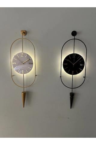 MetaQuartz Aksesuar Siyah Ledli Serenity Pendulum Duvar Saati , Modern Dekoratif