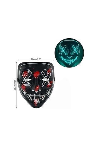 Zengemtx Hallowen Parti Maskesi Neon Led Işıklı Maske 3 Modlu Cadılar Bayramı Maskesi