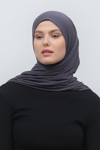 Altobeh Tesettür Kadın Düz Renk Penye Şal Hijab - Füme
