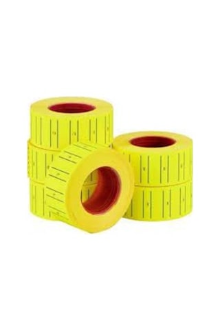 Tanex Fiyat Etiketi 12*21 Fosforlu Sarı Çizgili Motex 6 rulo (800 Ad. etiket)