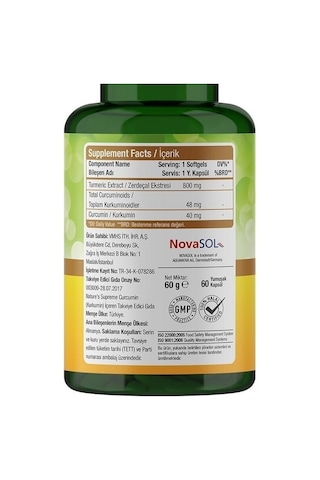 Nature's Supreme Curcumin 60 Yumuşak Kapsül