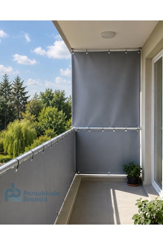650 Gr Pvc Balkon Brandası Su Geçirmez Ölçülü Ebatlı Kuşgözlü Kolon Takviyeli Branda Mavi
