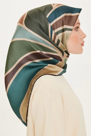 Armine Geometrik Desenli Sura Saf İpek Eşarp - 9232 KAhverengi