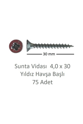 Sunta Vidası, 4,0 X 30 Mm, 75 Adet, Yhb Vida 4 x 30