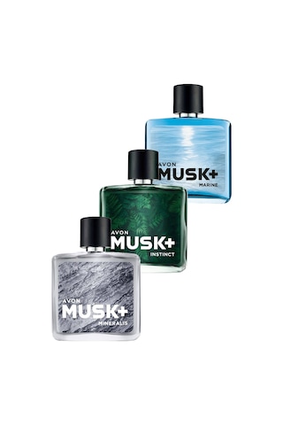 Avon Musk Instinct + Marine + Mineralis Erkek Parfüm EDT 3 x 75 ML