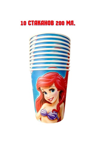 Bubble Shar Prensesler Disney Küçük Deniz Kızı Tek Kullanımlık Kaplar 140044908 100 adet