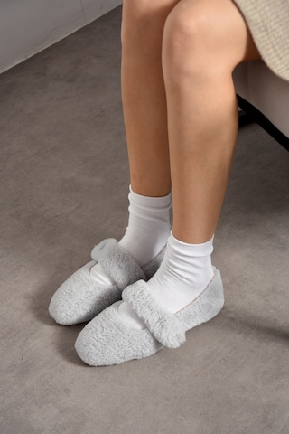 Nmoda Ultra Yumuşak Peluş Kadın Ev Babeti Ses Yapmaz Hafif Taban Panduf Gri
