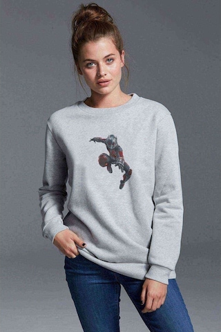 Ant Man Karınca Adam Jump Baskılı Gri Kadın Sweatshirt