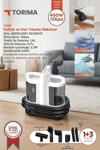 Beyaz Cihaz Pratik Makine Temizlik Aleti Halı Ve Koltuk Yıkama Cam Temizleme V22b