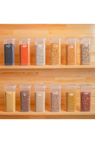 Porsima 432 12li Kare Erzak Bakliyat Saklama Kabı Takımı + Etiket
