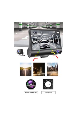 Araç Içi Kayıt Kamerası 1080p 3 Kameralı Full Hd 4.1 Inc Ekranlı Araç Iç Yol Kayıt Park Kamerası
