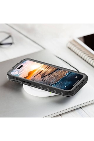 Apple Uyumlu iPhone 15 Kılıf 1-1 Su Geçirmez Kılıf Siyah