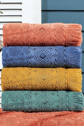 %100 Pamuklu Yumuşak Su Emici Naturel 50/90 4 Adet Havlu