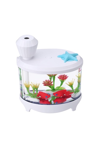 Ruicoo Evler İçin Usb Akvaryum Desenli Nemlendirici: Temiz Hava, Estetik Işık Ve 6 Saat Otomatik Kapanma Özelliği - Beyaz