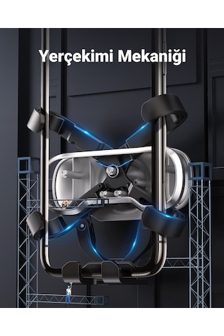 Ugreen 5 Kollu Mekanik Araç İçi Telefon Tutucu Air Vent, Siyah, 80539