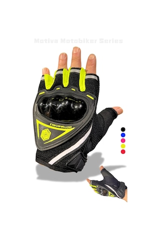 Motiva Neon Sarı Kısa Yarım Parmak Motosiklet Bisiklet Eldiveni Mw120n