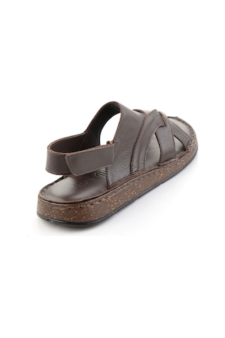 Kahve Hakiki Deri Erkek Sandalet E05433011903