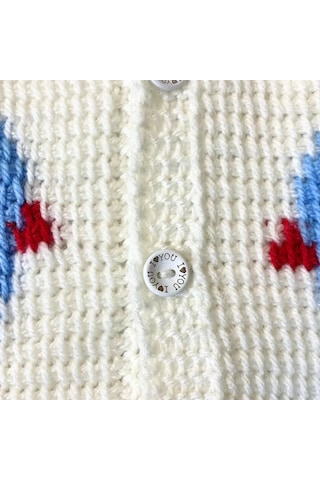 Uretti - Çiğdem 1390 - El Yapımı Civciv Figürlü Örgü Yelek - 1 - 2 Yaş Beyaz