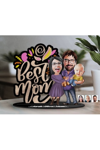 Bk Gift Kişiye Özel Aile Karikatürlü 3d Ahşap Biblo, Anneler Günü Biblo, Ahşap Biblo, Anneye Hediye, Ev Dekoru-2